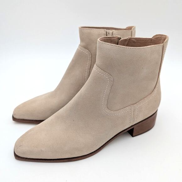 Cole Haan Naia Pointed Toe Block Heel Booties Women's Beige Size US9B EU40 - Picture 1 of 11